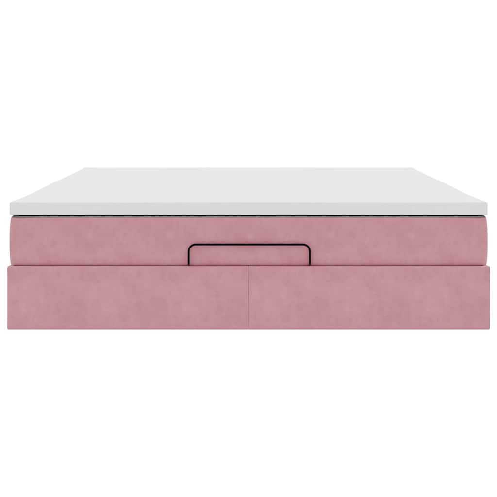 Ottoman bed met matras 180x200 cm fluweel roze is nu te koop bij PeponiXL, paradijselijk wonen!
