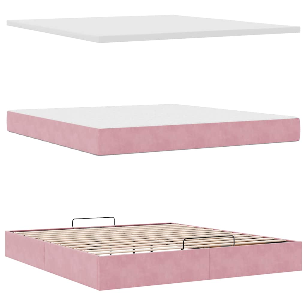 Ottoman bed met matras 180x200 cm fluweel roze is nu te koop bij PeponiXL, paradijselijk wonen!