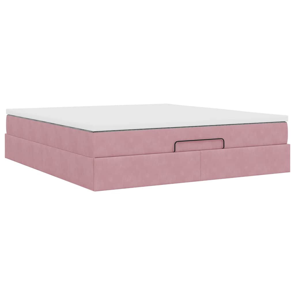 Ottoman bed met matras 180x200 cm fluweel roze is nu te koop bij PeponiXL, paradijselijk wonen!