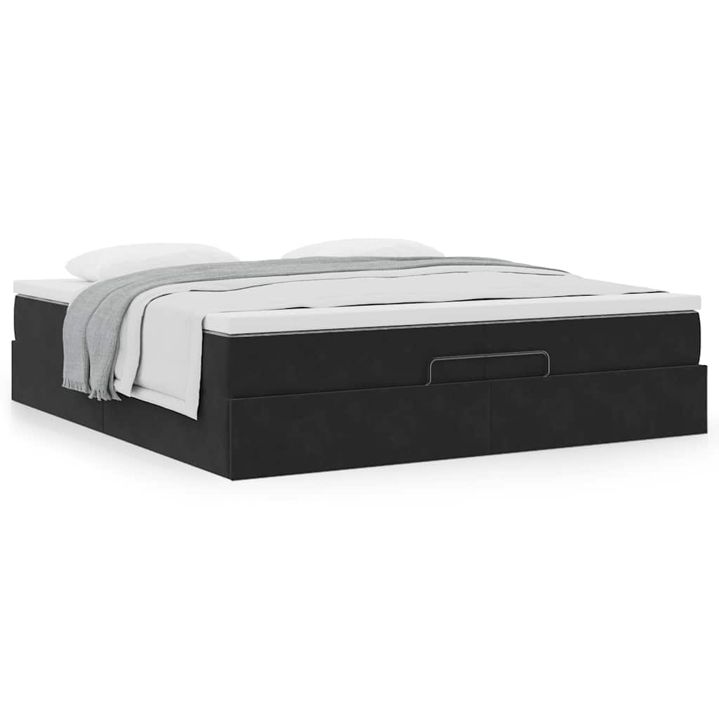Ottoman bed met matrassen 200x200cm fluweel zwart is nu te koop bij PeponiXL, paradijselijk wonen!