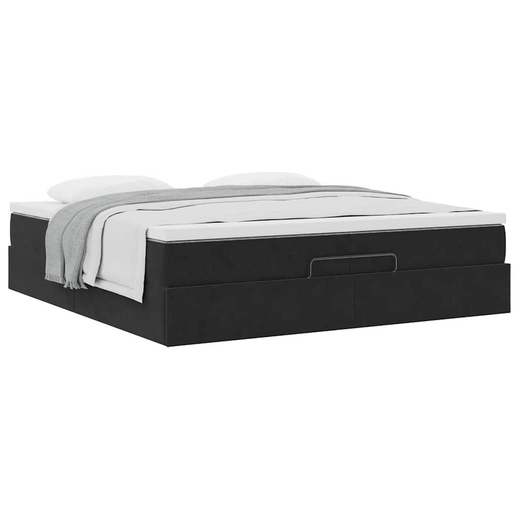 Ottoman bed met matrassen 200x200cm fluweel zwart is nu te koop bij PeponiXL, paradijselijk wonen!