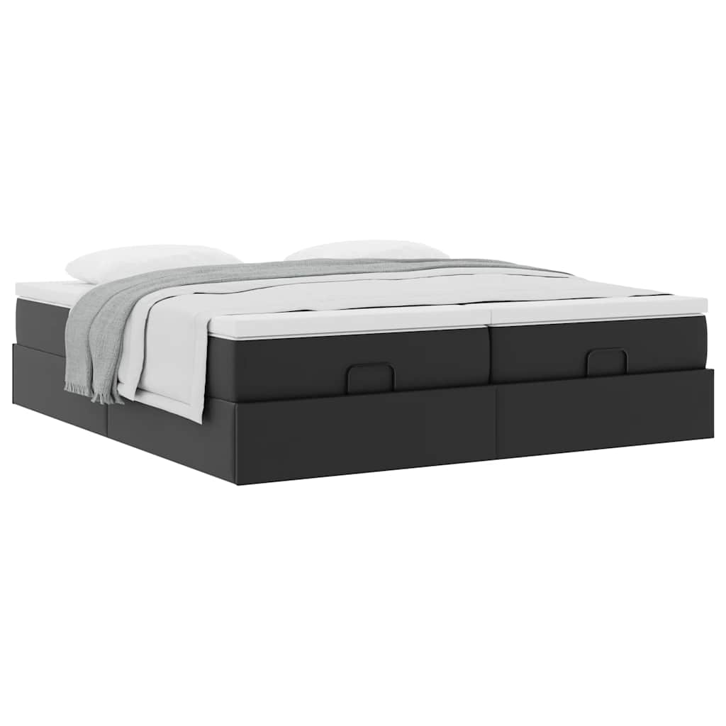 Ottoman bed met matrassen 160x200cm kunstleer zwart