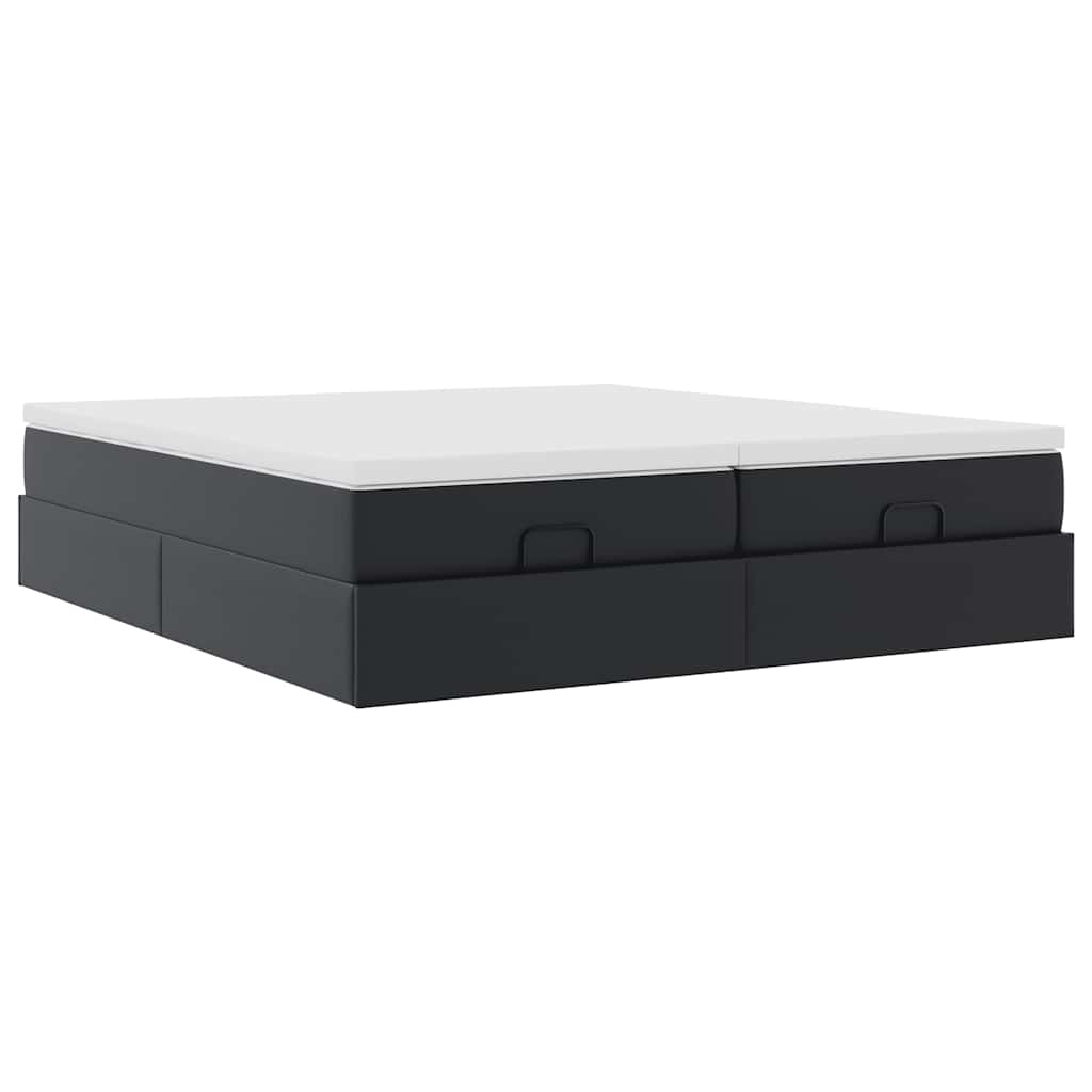 Ottoman bed met matrassen 160x200cm kunstleer zwart