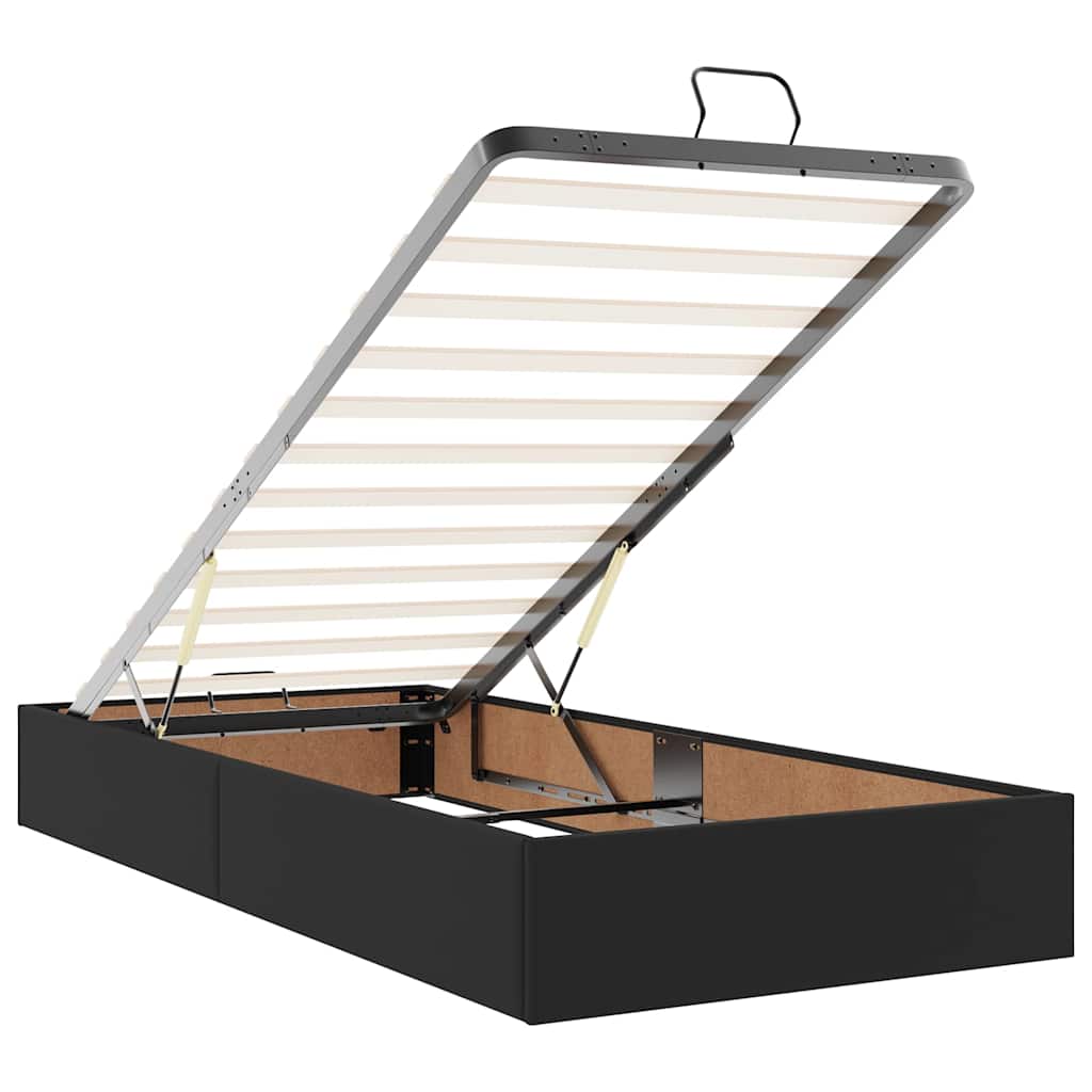 Ottoman bed met matrassen 160x200cm kunstleer zwart
