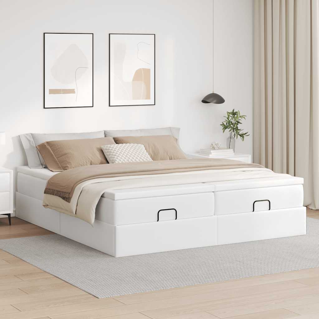 Ottoman bed met matrassen 180x200cm kunstleer wit is nu te koop bij PeponiXL, paradijselijk wonen!