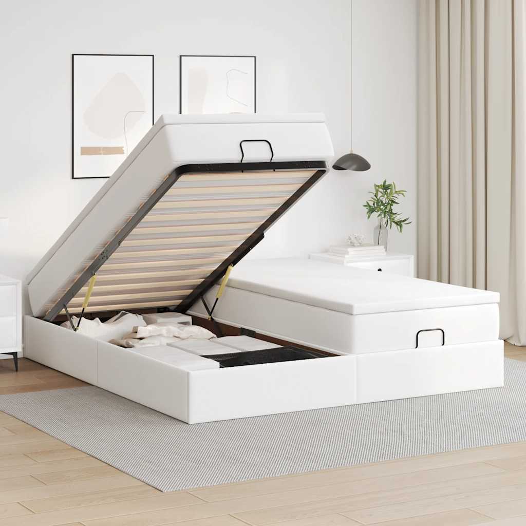 Ottoman bed met matrassen 180x200cm kunstleer wit is nu te koop bij PeponiXL, paradijselijk wonen!
