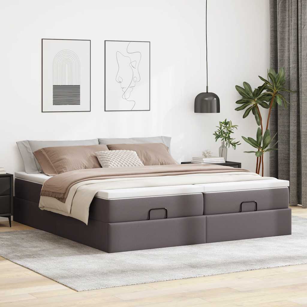 Ottoman bed met matrassen 180x200cm kunstleer grijs is nu te koop bij PeponiXL, paradijselijk wonen!