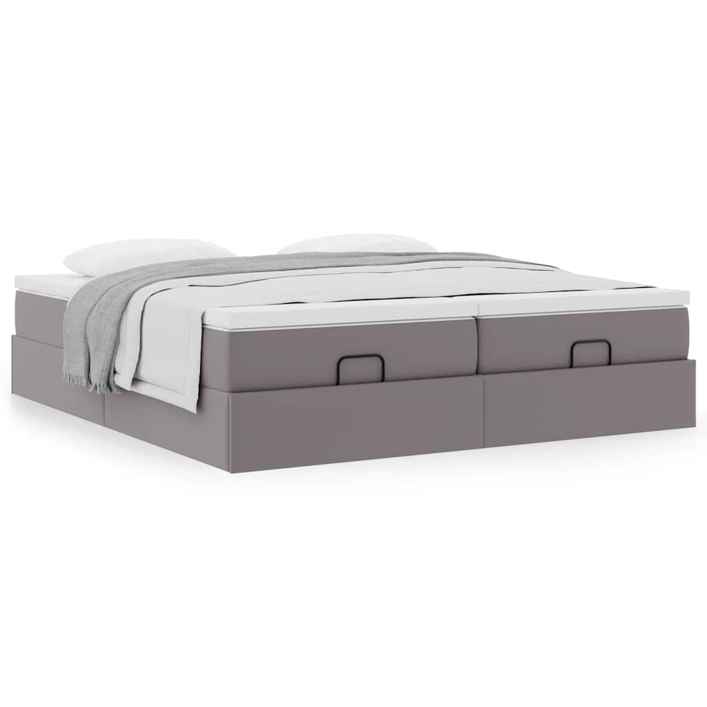 Ottoman bed met matrassen 180x200cm kunstleer grijs is nu te koop bij PeponiXL, paradijselijk wonen!
