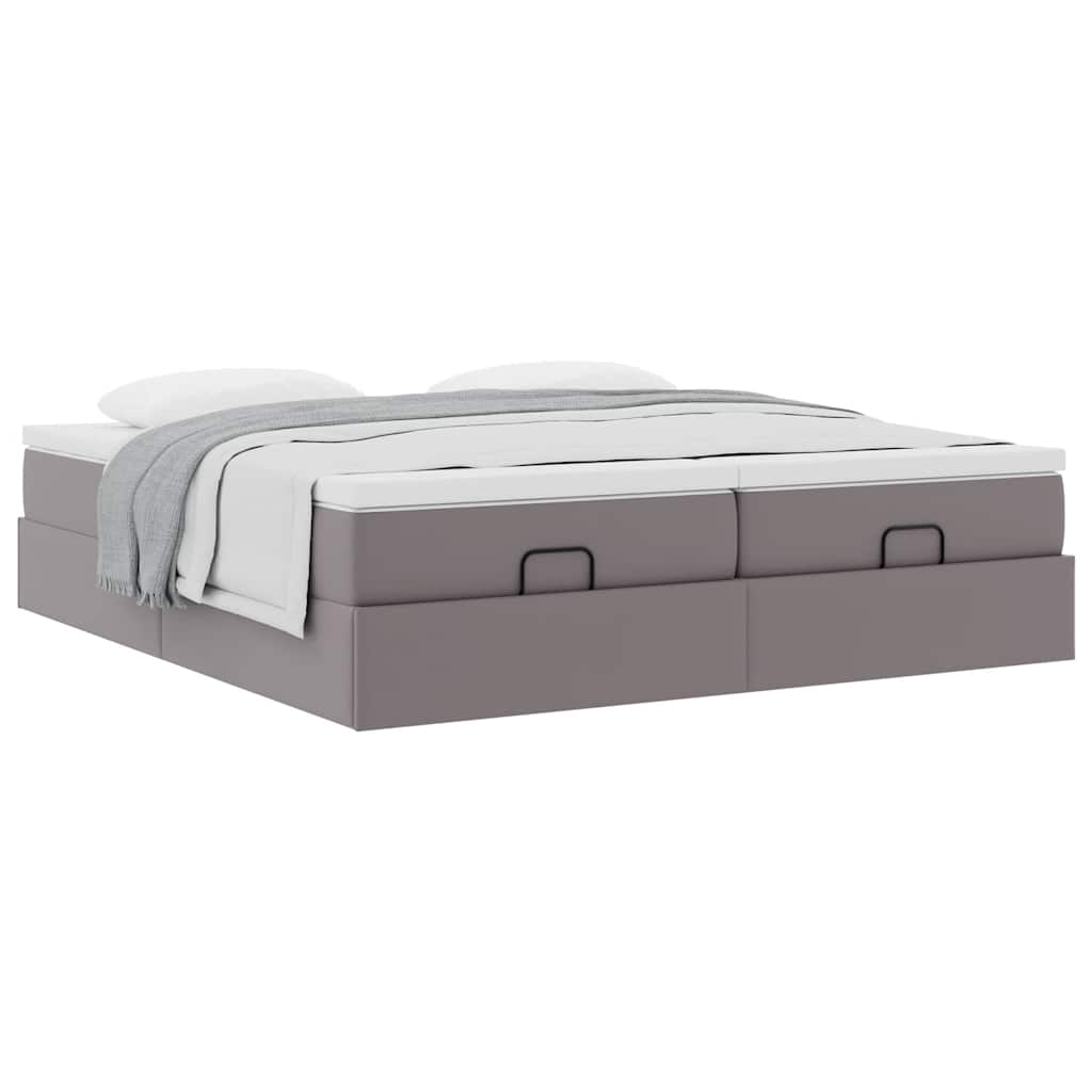 Ottoman bed met matrassen 180x200cm kunstleer grijs is nu te koop bij PeponiXL, paradijselijk wonen!