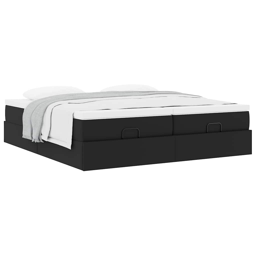 Ottoman bed met matrassen 200x200cm kunstleer zwart is nu te koop bij PeponiXL, paradijselijk wonen!