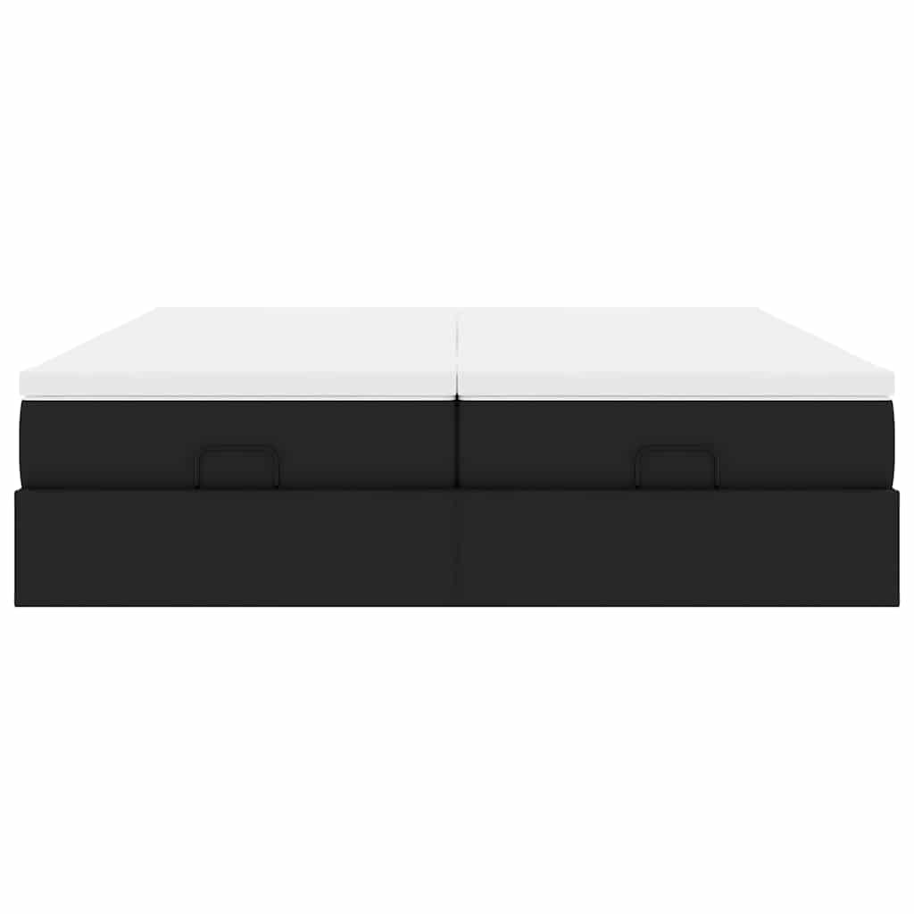 Ottoman bed met matrassen 200x200cm kunstleer zwart is nu te koop bij PeponiXL, paradijselijk wonen!