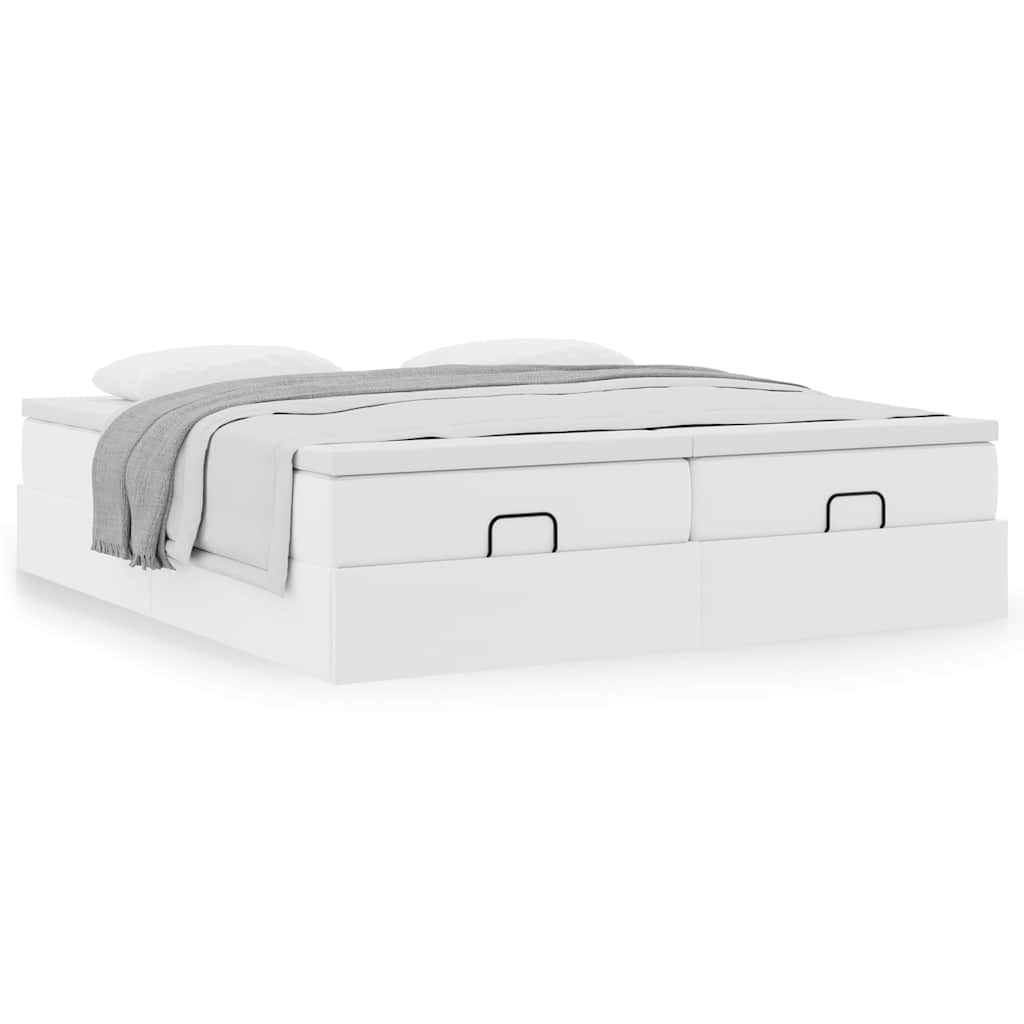 Ottoman bed met matrassen 200x200cm kunstleer wit is nu te koop bij PeponiXL, paradijselijk wonen!
