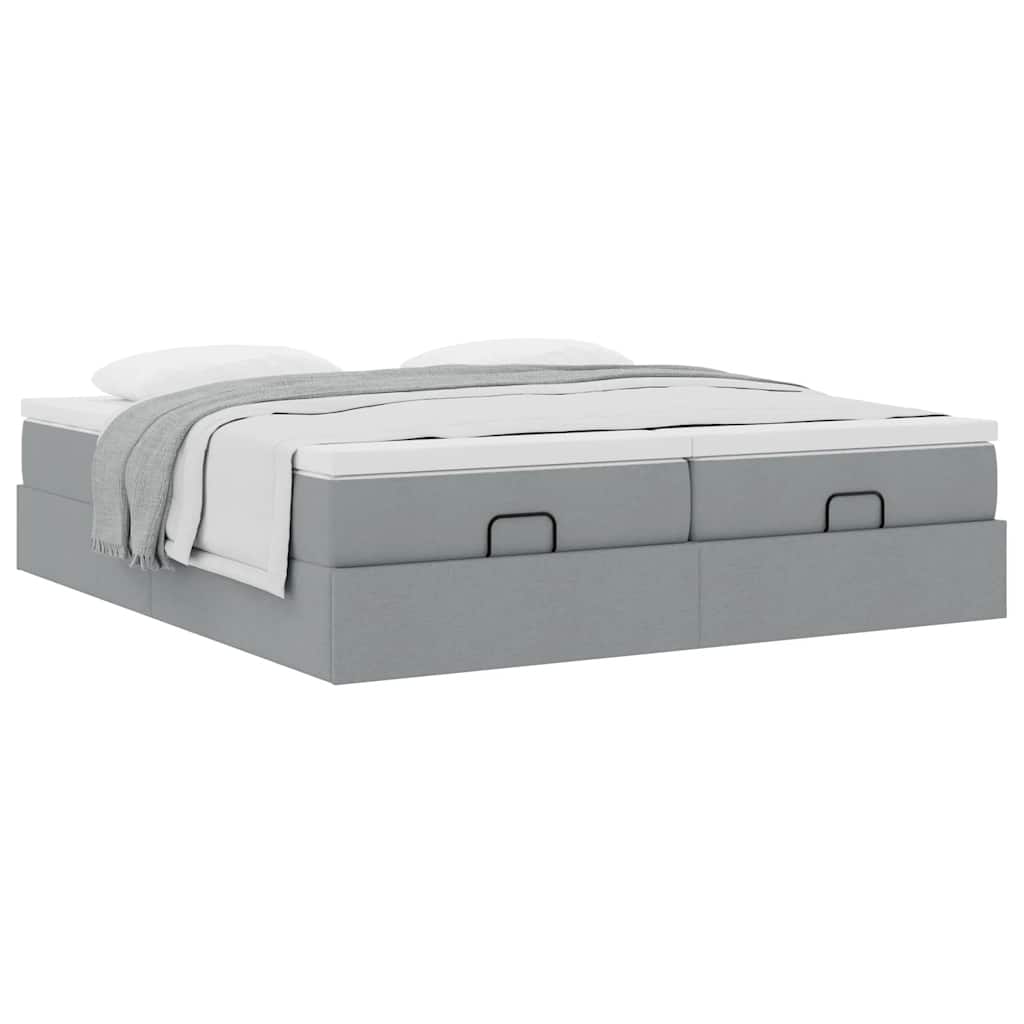 Ottoman bed met matrassen 160x200cm stof lichtgrijs is nu te koop bij PeponiXL, paradijselijk wonen!