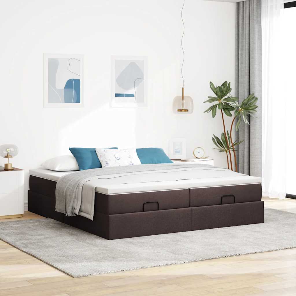 Ottoman bed met matrassen 160x200cm stof donkerbruin is nu te koop bij PeponiXL, paradijselijk wonen!