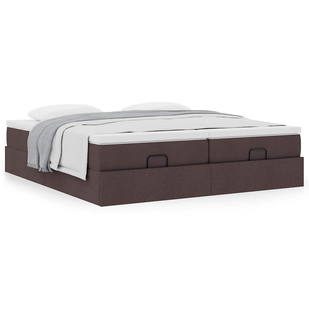 Ottoman bed met matrassen 160x200cm stof donkerbruin is nu te koop bij PeponiXL, paradijselijk wonen!