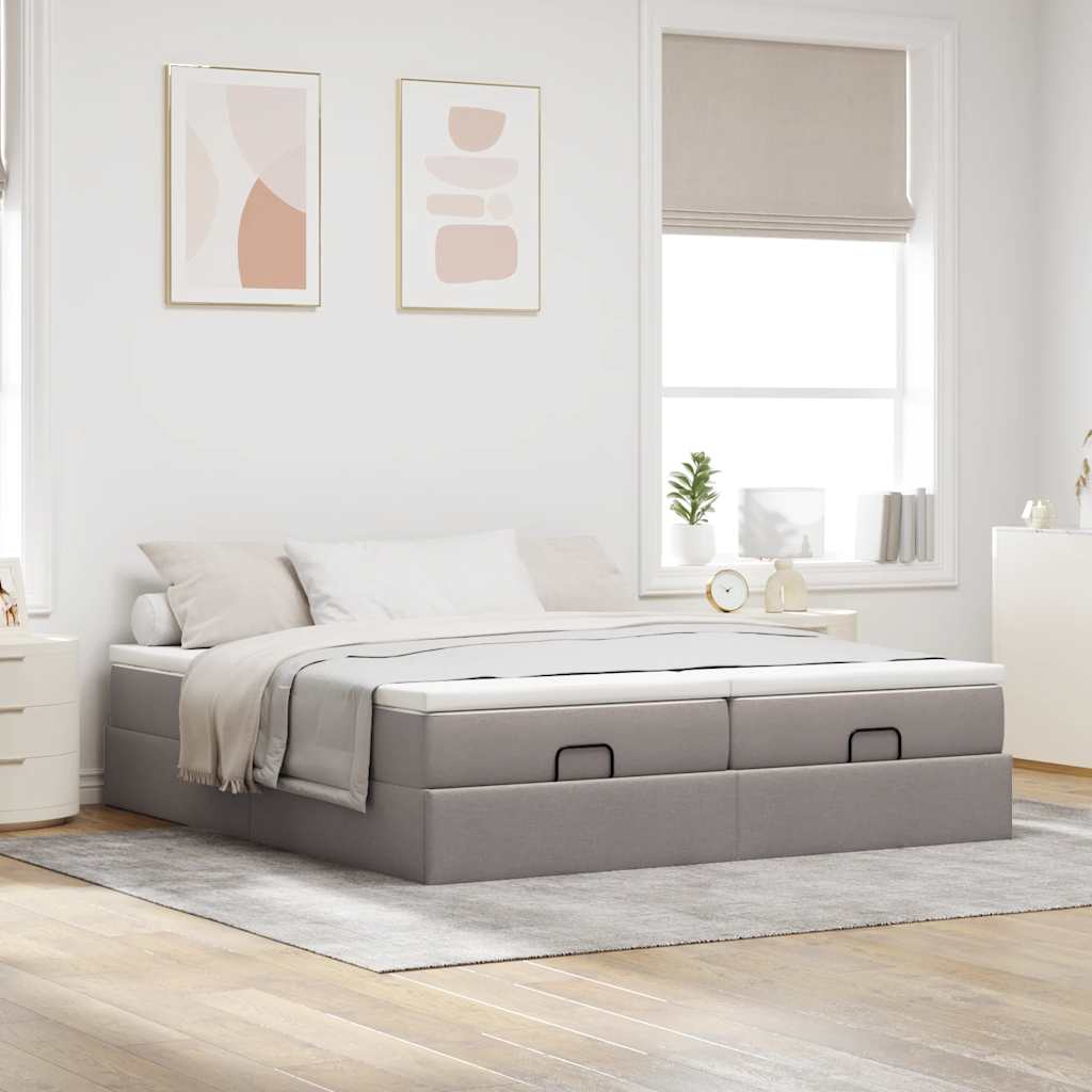Ottoman bed met matrassen 160x200cm stof taupe is nu te koop bij PeponiXL, paradijselijk wonen!
