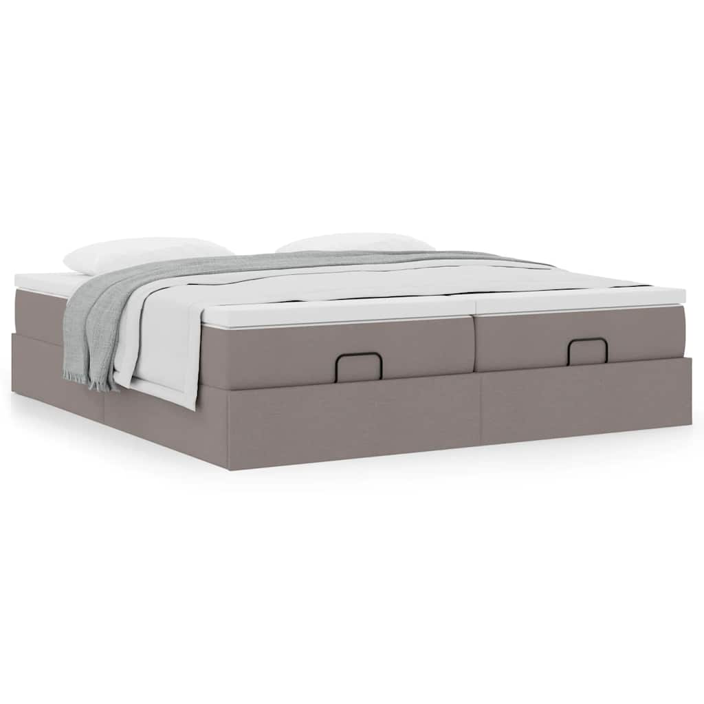 Ottoman bed met matrassen 160x200cm stof taupe is nu te koop bij PeponiXL, paradijselijk wonen!