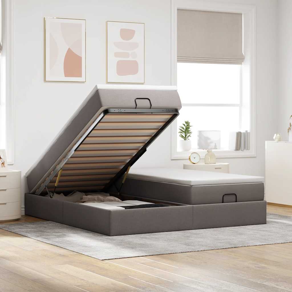 Ottoman bed met matrassen 160x200cm stof taupe is nu te koop bij PeponiXL, paradijselijk wonen!