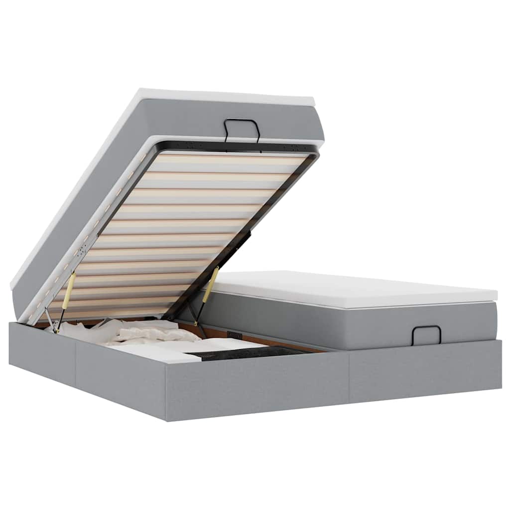 Ottoman bed met matrassen 180x200cm stof lichtgrijs is nu te koop bij PeponiXL, paradijselijk wonen!