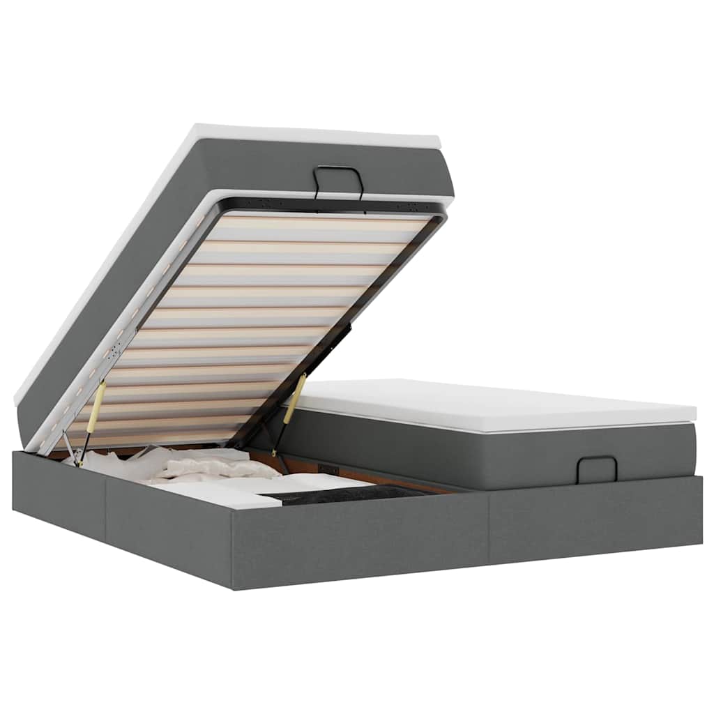 Ottoman bed met matrassen 180x200cm stof donkergrijs is nu te koop bij PeponiXL, paradijselijk wonen!