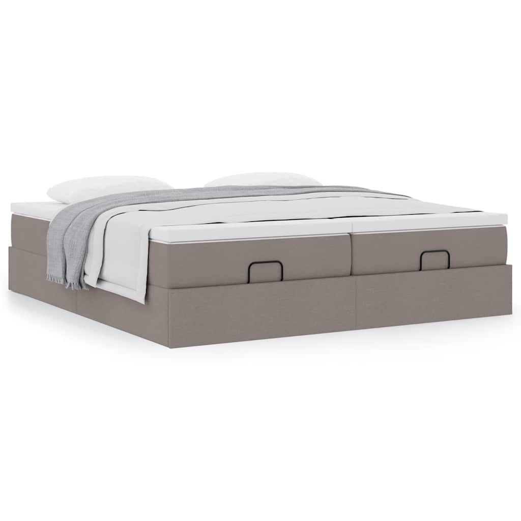 Ottoman bed met matrassen 180x200cm stof taupe is nu te koop bij PeponiXL, paradijselijk wonen!