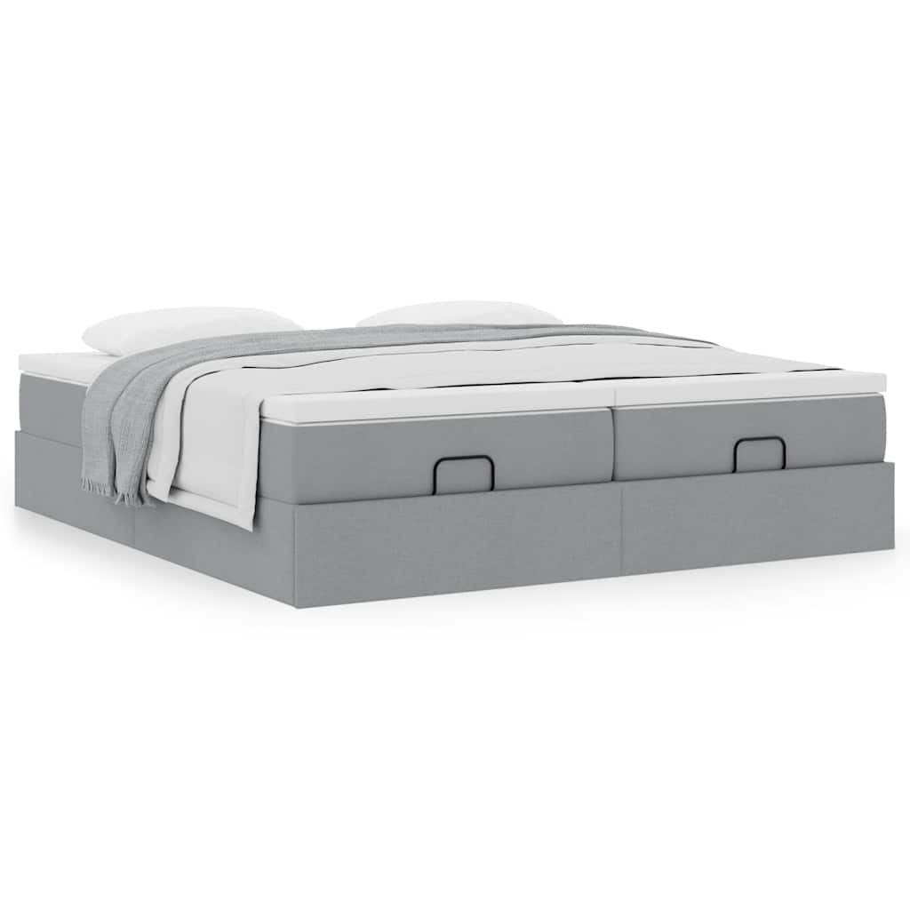 Ottoman bed met matrassen 200x200cm stof lichtgrijs is nu te koop bij PeponiXL, paradijselijk wonen!
