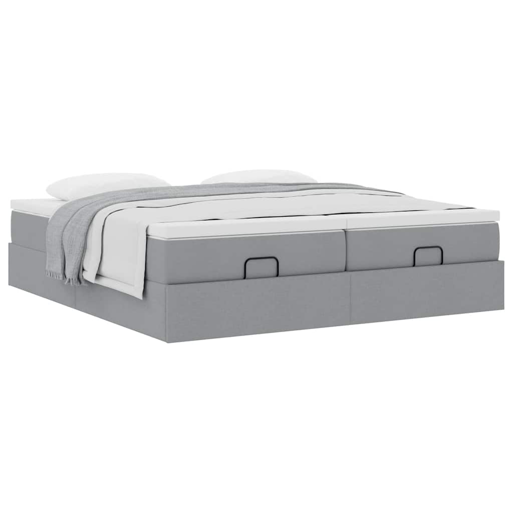 Ottoman bed met matrassen 200x200cm stof lichtgrijs is nu te koop bij PeponiXL, paradijselijk wonen!