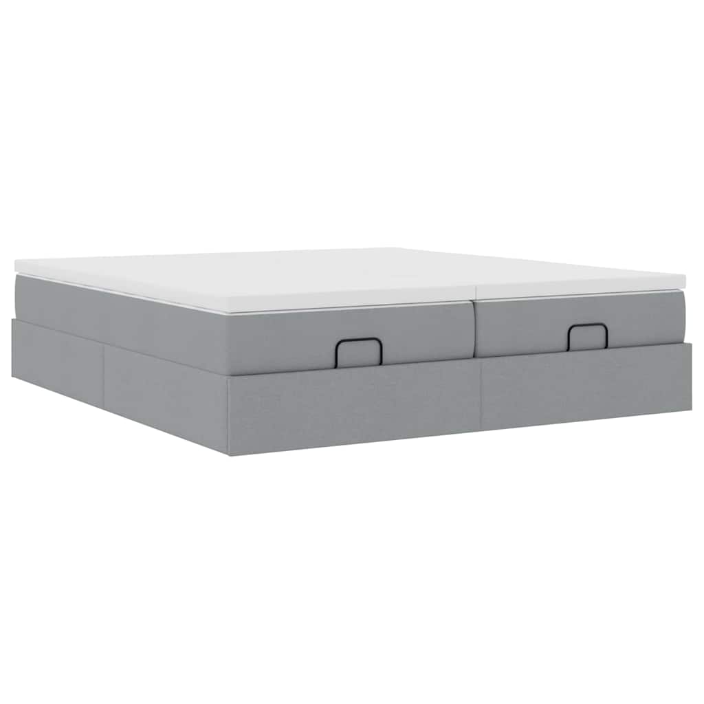 Ottoman bed met matrassen 200x200cm stof lichtgrijs is nu te koop bij PeponiXL, paradijselijk wonen!