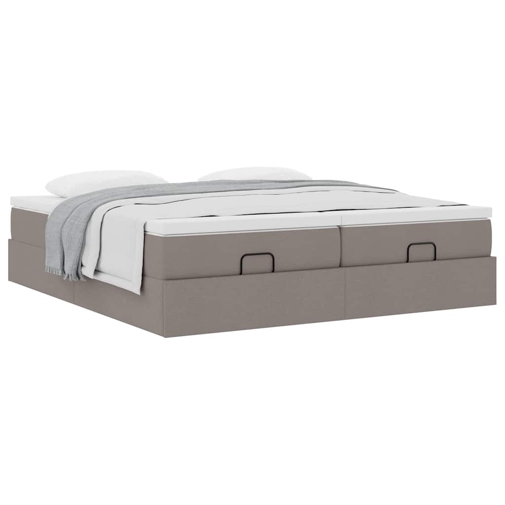 Ottoman bed met matrassen 200x200cm stof taupe