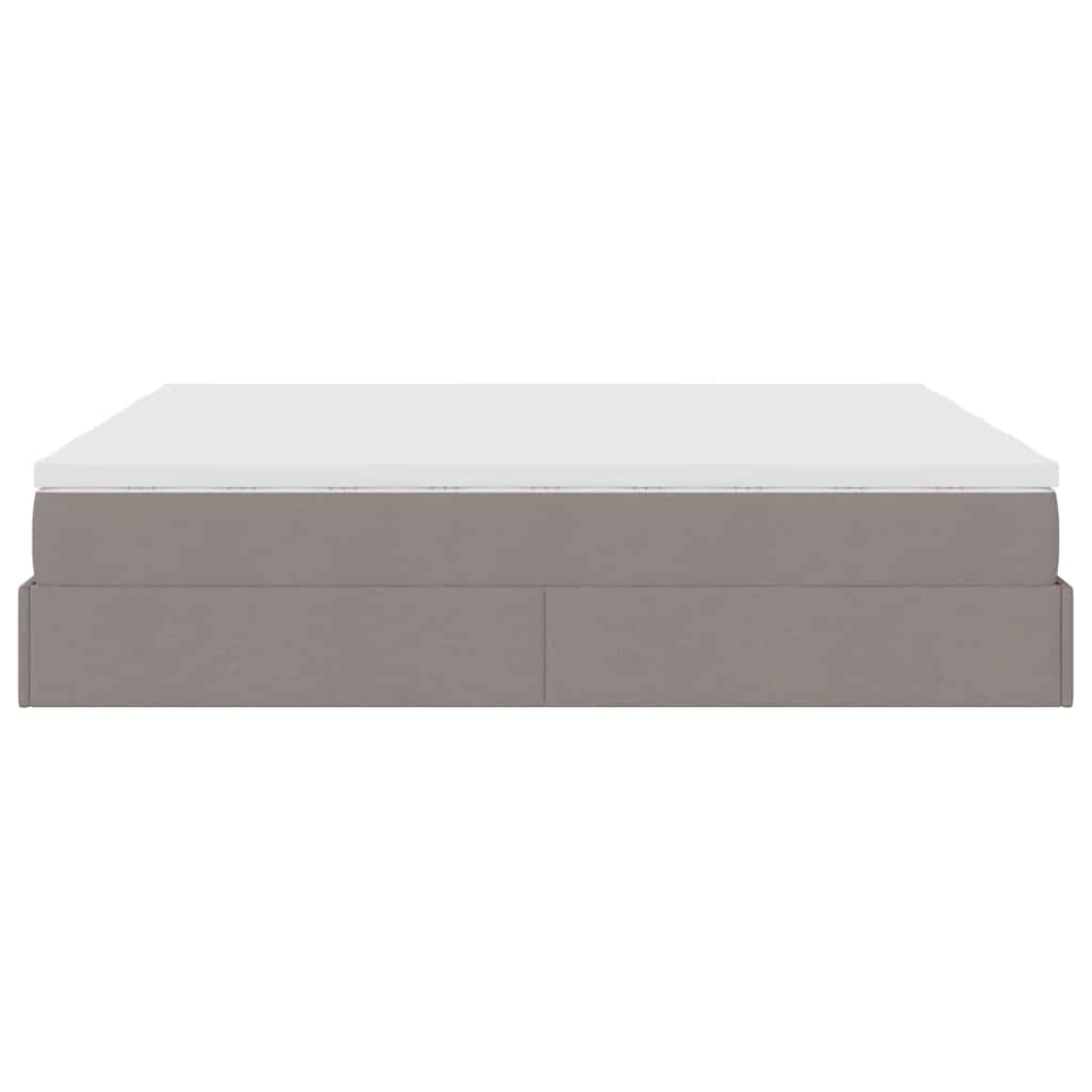 Ottoman bed met matrassen 200x200cm stof taupe