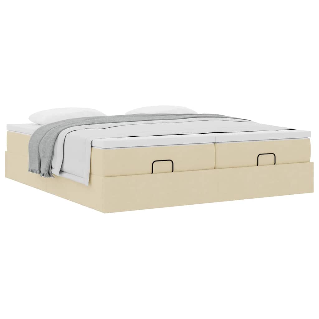 Ottoman bed met matrassen 200x200cm stof crèmekleurig is nu te koop bij PeponiXL, paradijselijk wonen!