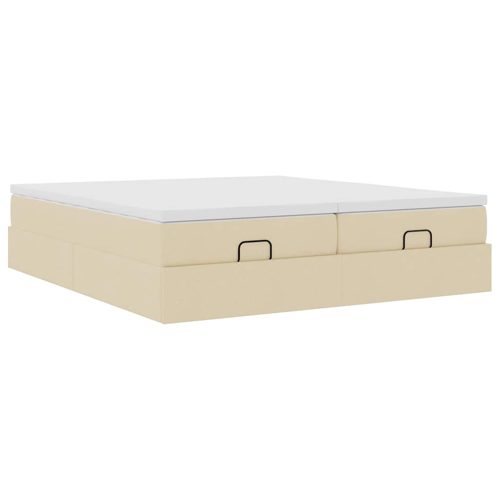 Ottoman bed met matrassen 200x200cm stof crèmekleurig is nu te koop bij PeponiXL, paradijselijk wonen!