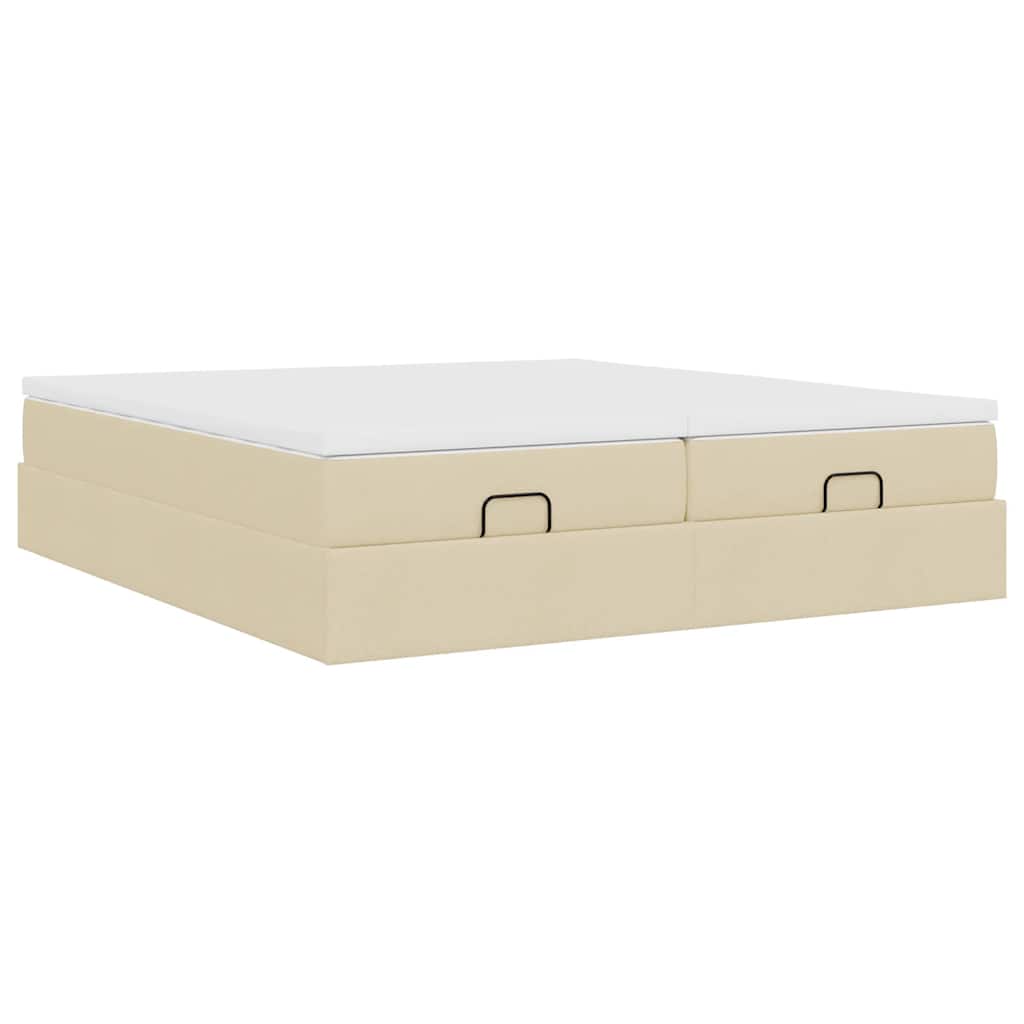 Ottoman bed met matrassen 200x200cm stof crèmekleurig is nu te koop bij PeponiXL, paradijselijk wonen!