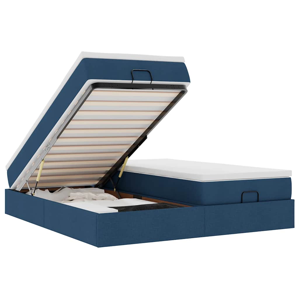 Ottoman bed met matrassen 200x200cm stof blauw