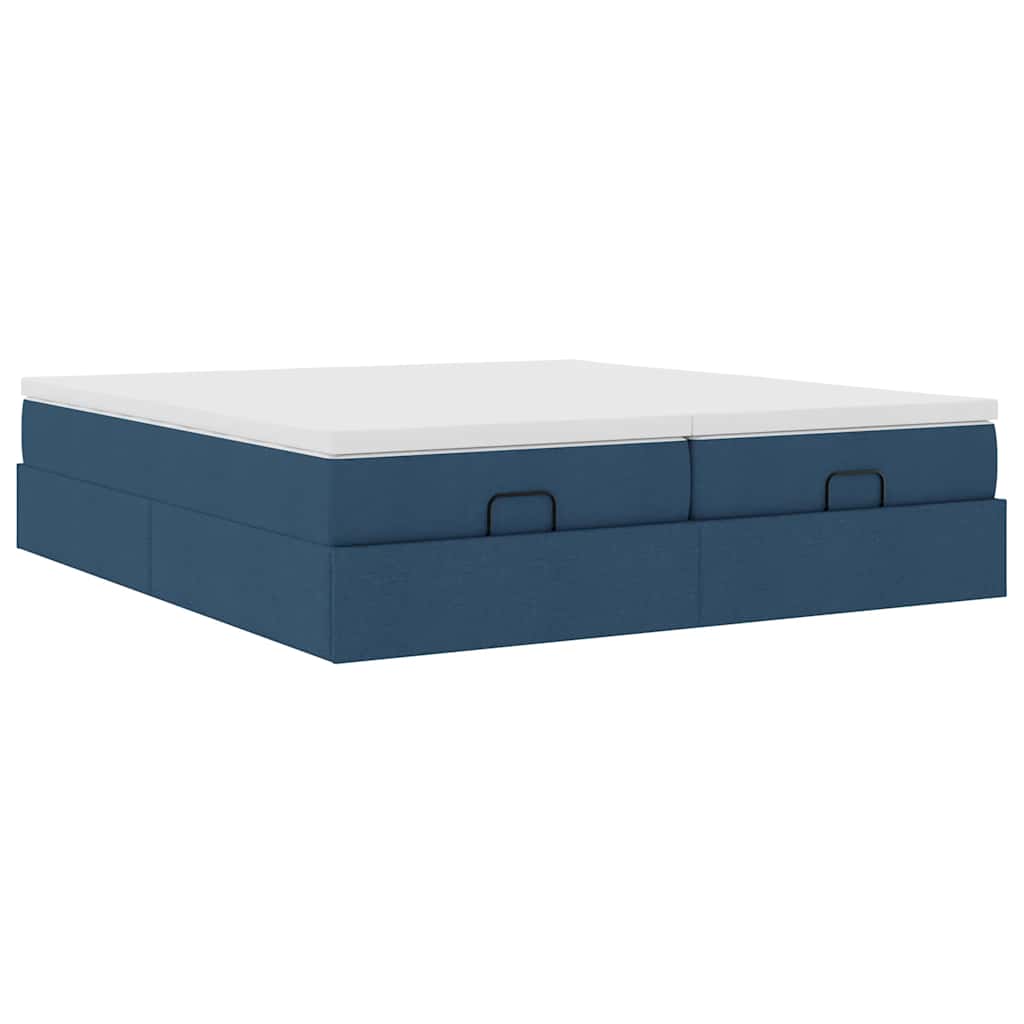Ottoman bed met matrassen 200x200cm stof blauw