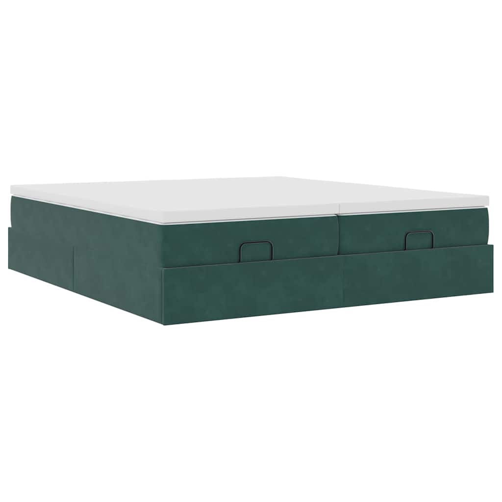 Ottoman bed met matrassen 160x200cm fluweel donkergroen is nu te koop bij PeponiXL, paradijselijk wonen!
