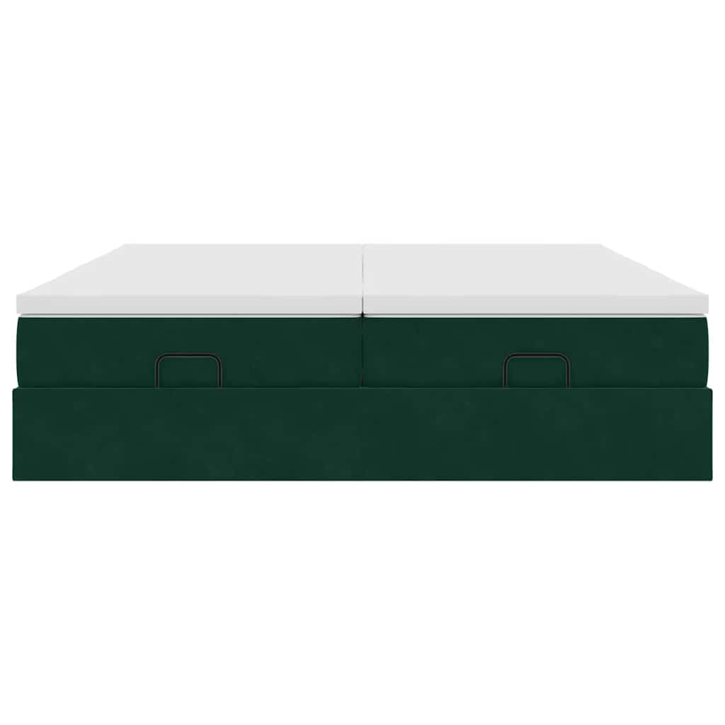 Ottoman bed met matrassen 160x200cm fluweel donkergroen is nu te koop bij PeponiXL, paradijselijk wonen!