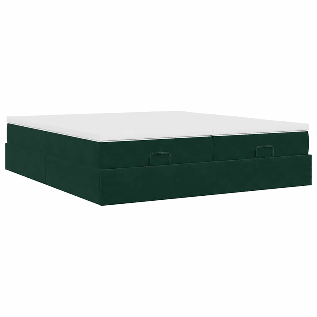 Ottoman bed met matrassen 160x200cm fluweel donkergroen is nu te koop bij PeponiXL, paradijselijk wonen!