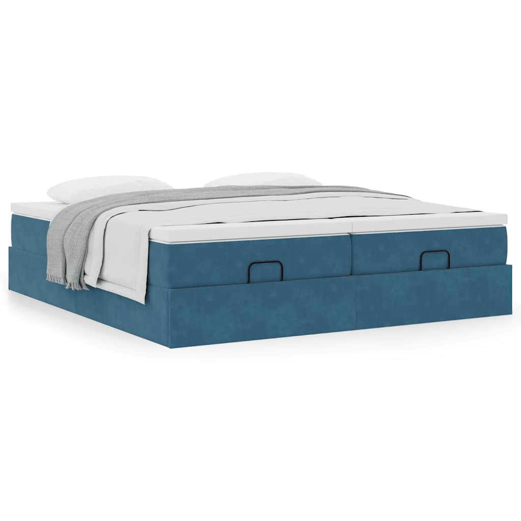 Ottoman bed met matrassen 160x200cm fluweel donkerblauw is nu te koop bij PeponiXL, paradijselijk wonen!