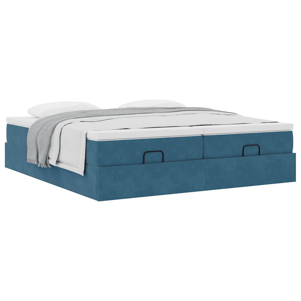 Ottoman bed met matrassen 160x200cm fluweel donkerblauw is nu te koop bij PeponiXL, paradijselijk wonen!