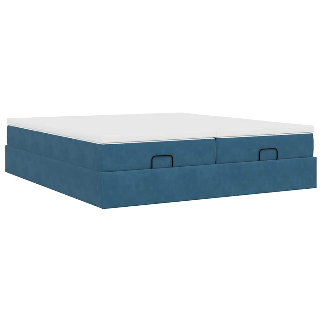 Ottoman bed met matrassen 160x200cm fluweel donkerblauw is nu te koop bij PeponiXL, paradijselijk wonen!