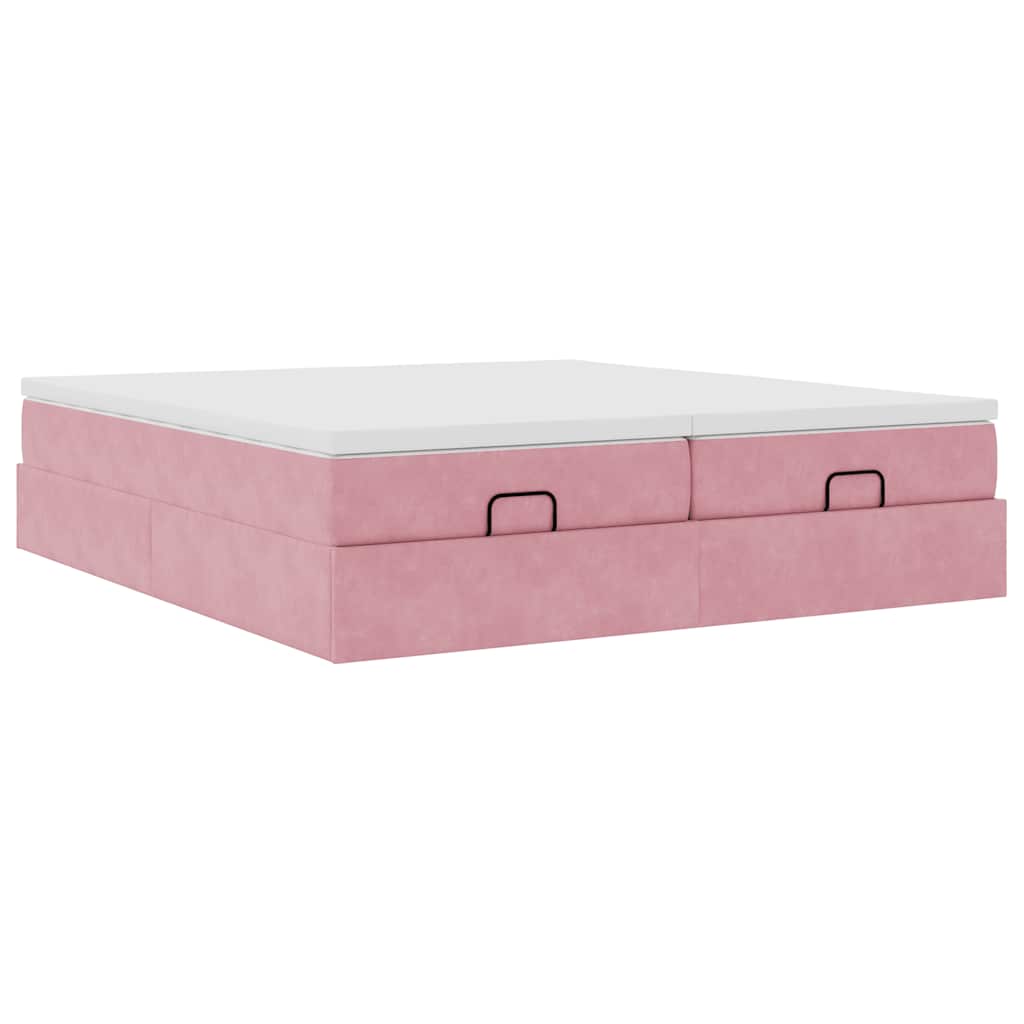 Ottoman bed met matrassen 160x200cm fluweel roze is nu te koop bij PeponiXL, paradijselijk wonen!