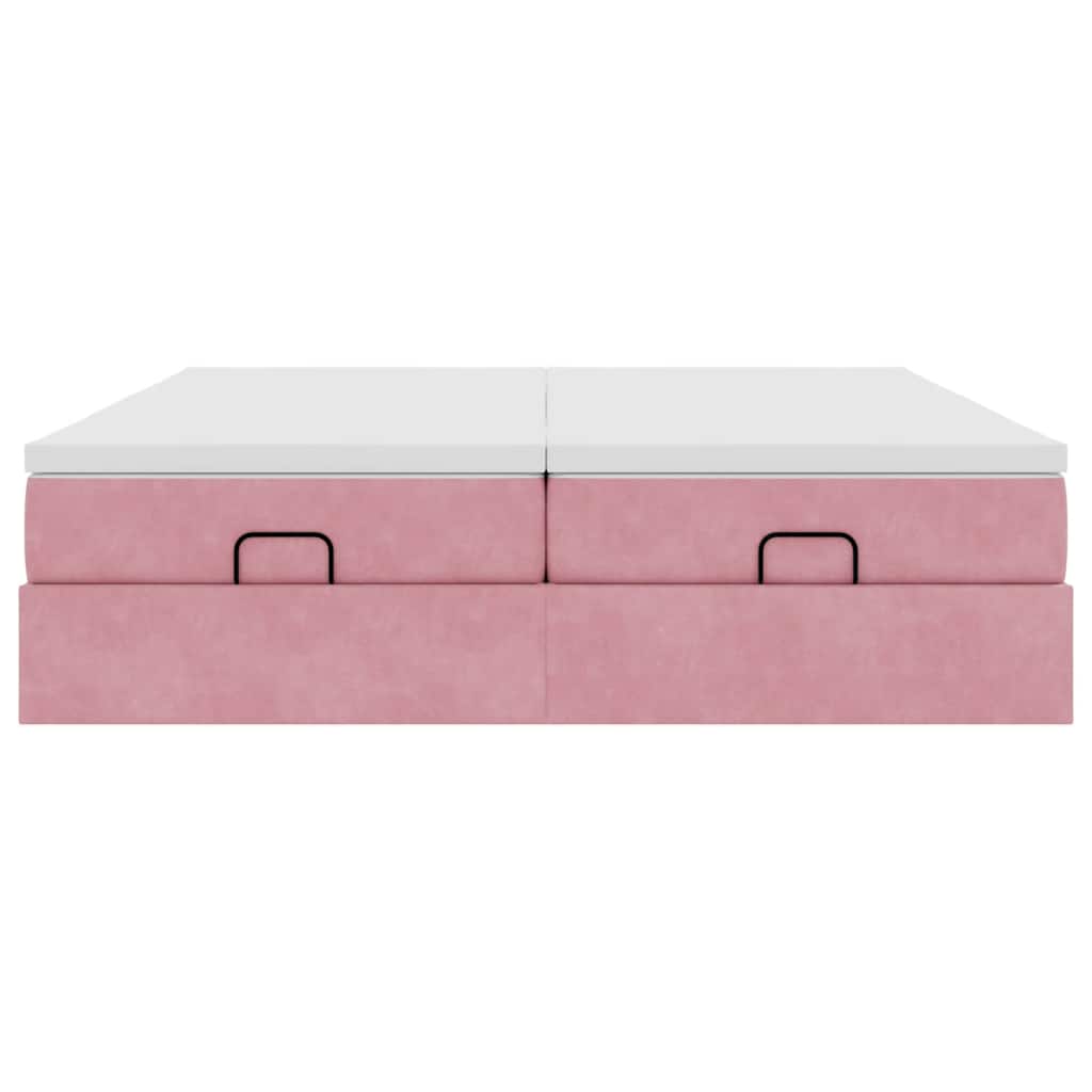 Ottoman bed met matrassen 160x200cm fluweel roze is nu te koop bij PeponiXL, paradijselijk wonen!