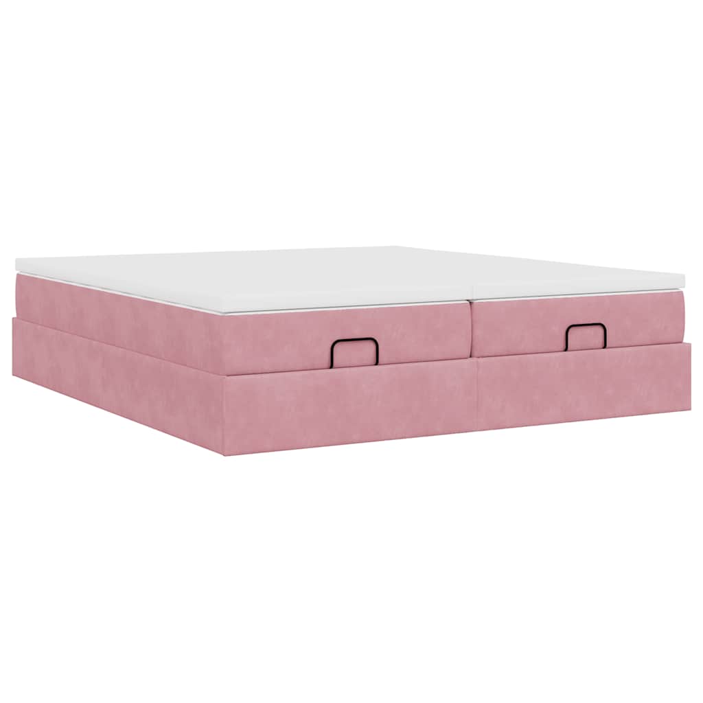 Ottoman bed met matrassen 160x200cm fluweel roze is nu te koop bij PeponiXL, paradijselijk wonen!