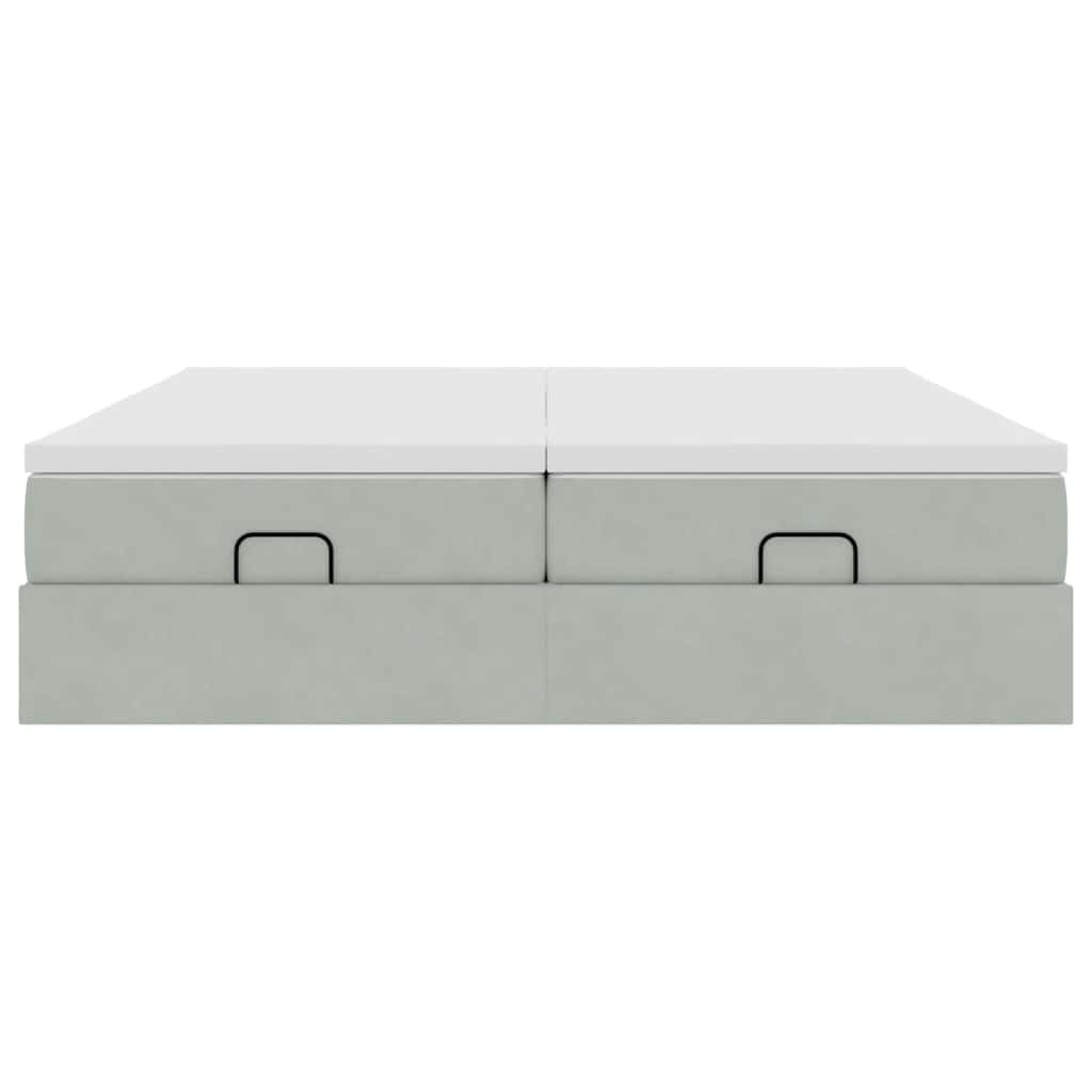 Ottoman bed met matrassen 180x200cm fluweel lichtgrijs is nu te koop bij PeponiXL, paradijselijk wonen!