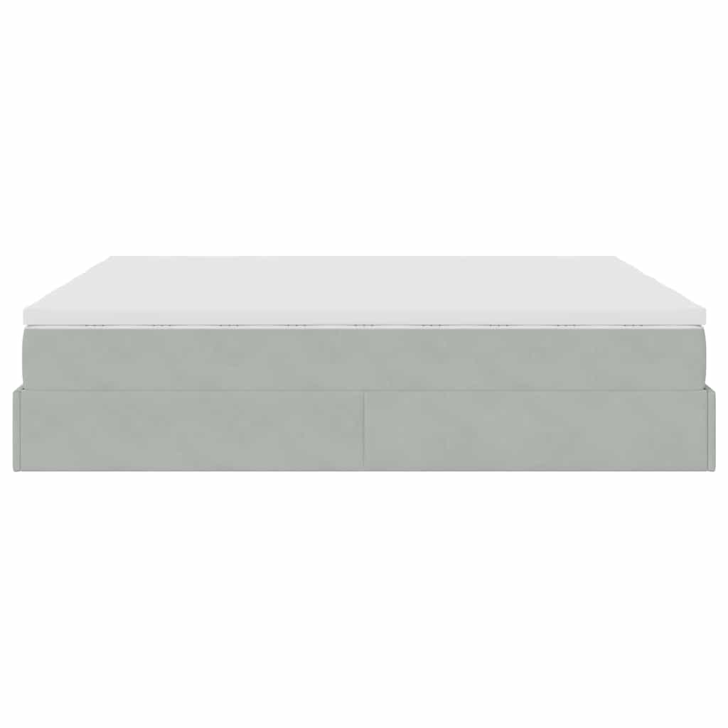 Ottoman bed met matrassen 180x200cm fluweel lichtgrijs is nu te koop bij PeponiXL, paradijselijk wonen!