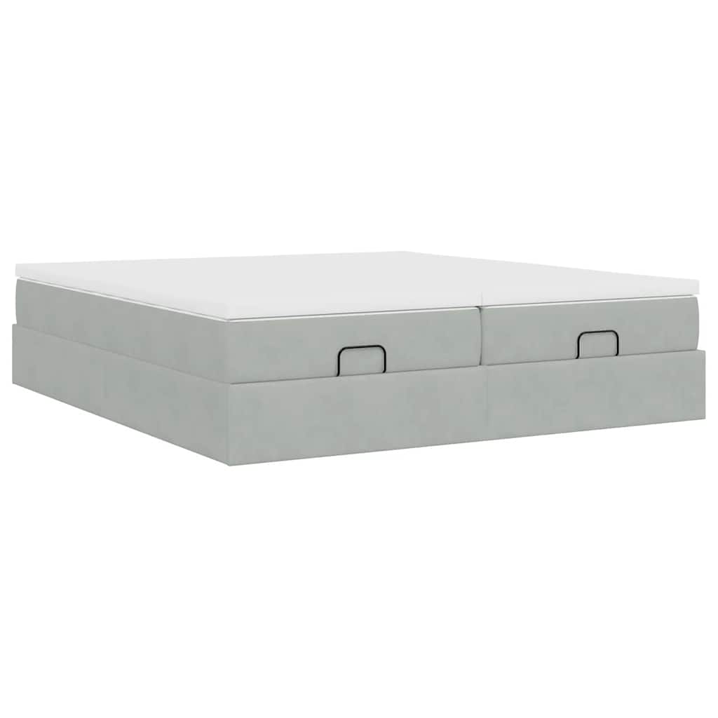 Ottoman bed met matrassen 180x200cm fluweel lichtgrijs is nu te koop bij PeponiXL, paradijselijk wonen!