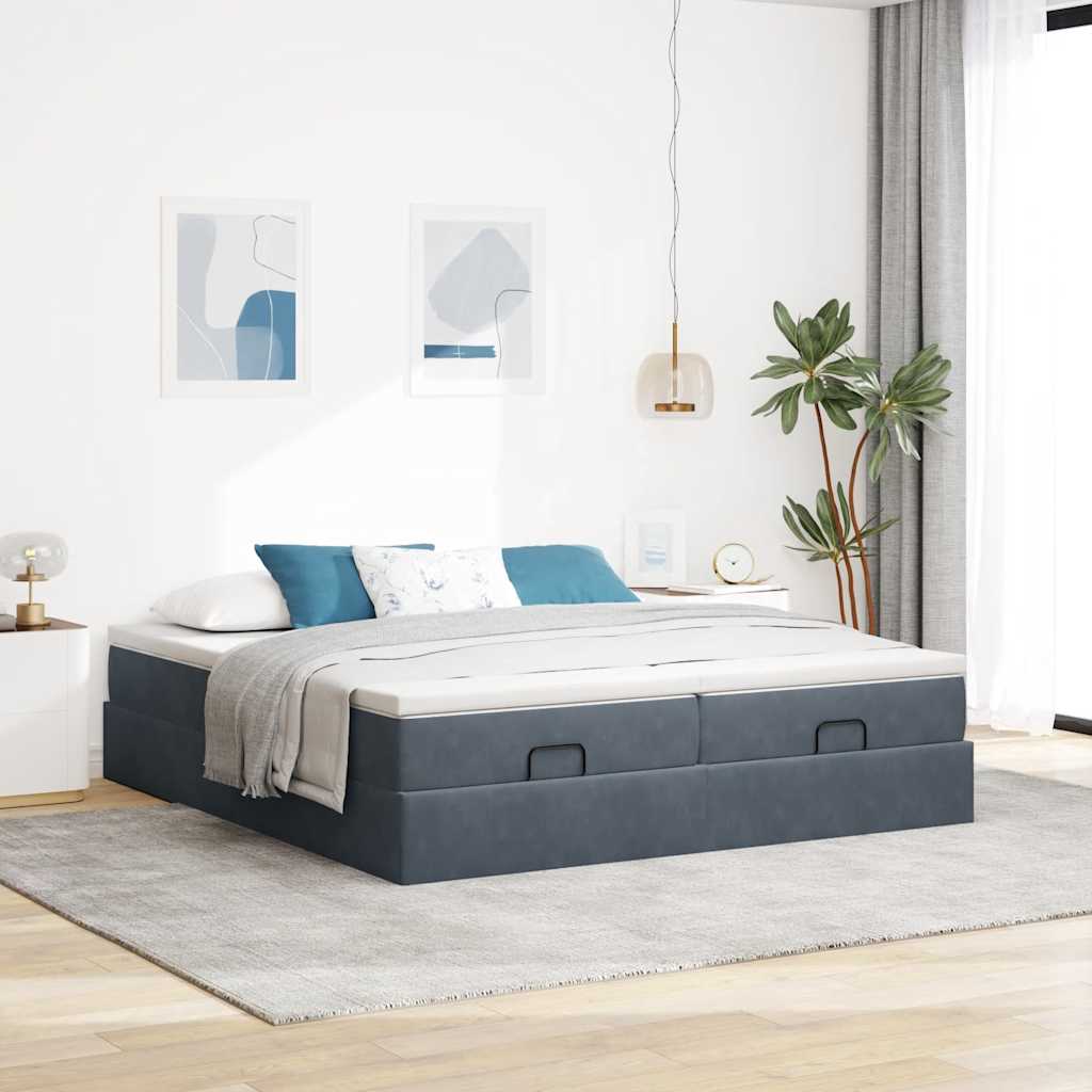 Ottoman bed met matrassen 180x200cm fluweel donkergrijs is nu te koop bij PeponiXL, paradijselijk wonen!