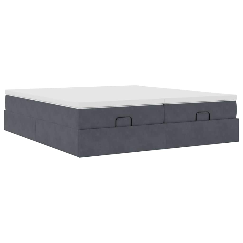 Ottoman bed met matrassen 180x200cm fluweel donkergrijs is nu te koop bij PeponiXL, paradijselijk wonen!