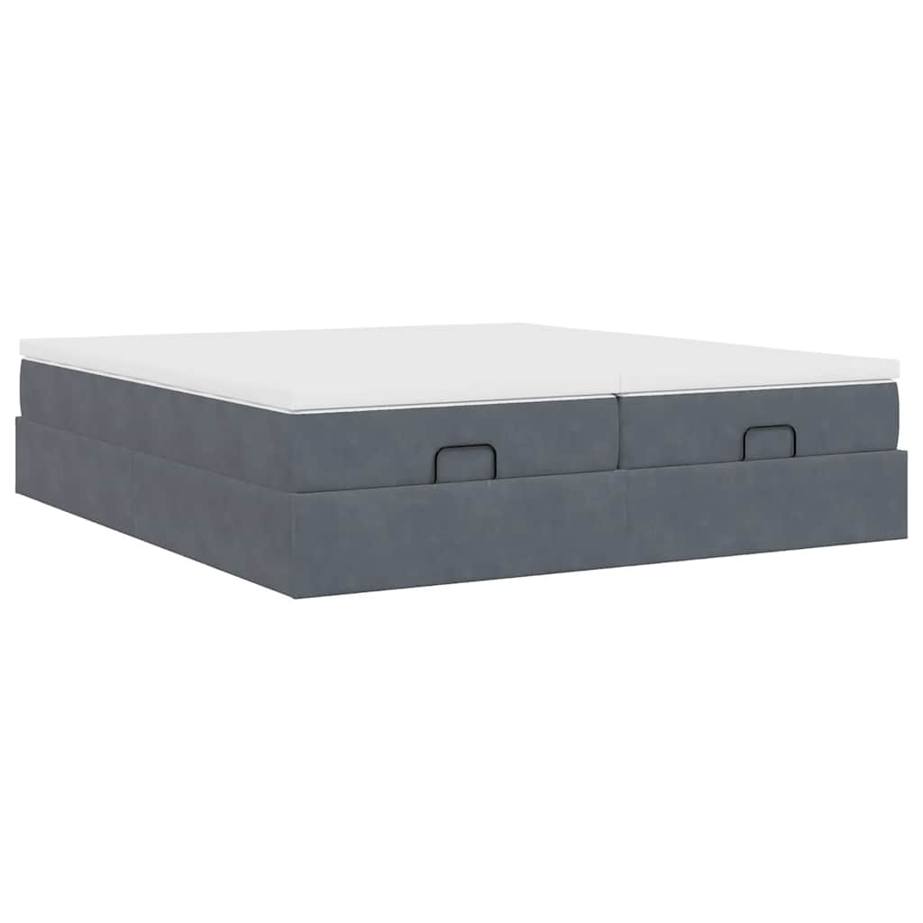 Ottoman bed met matrassen 180x200cm fluweel donkergrijs is nu te koop bij PeponiXL, paradijselijk wonen!